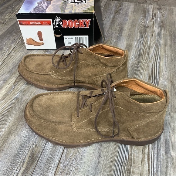 Rocky Brown Leather Lace Up Moc Toe Boots SZ 9 - Picture 3 of 9